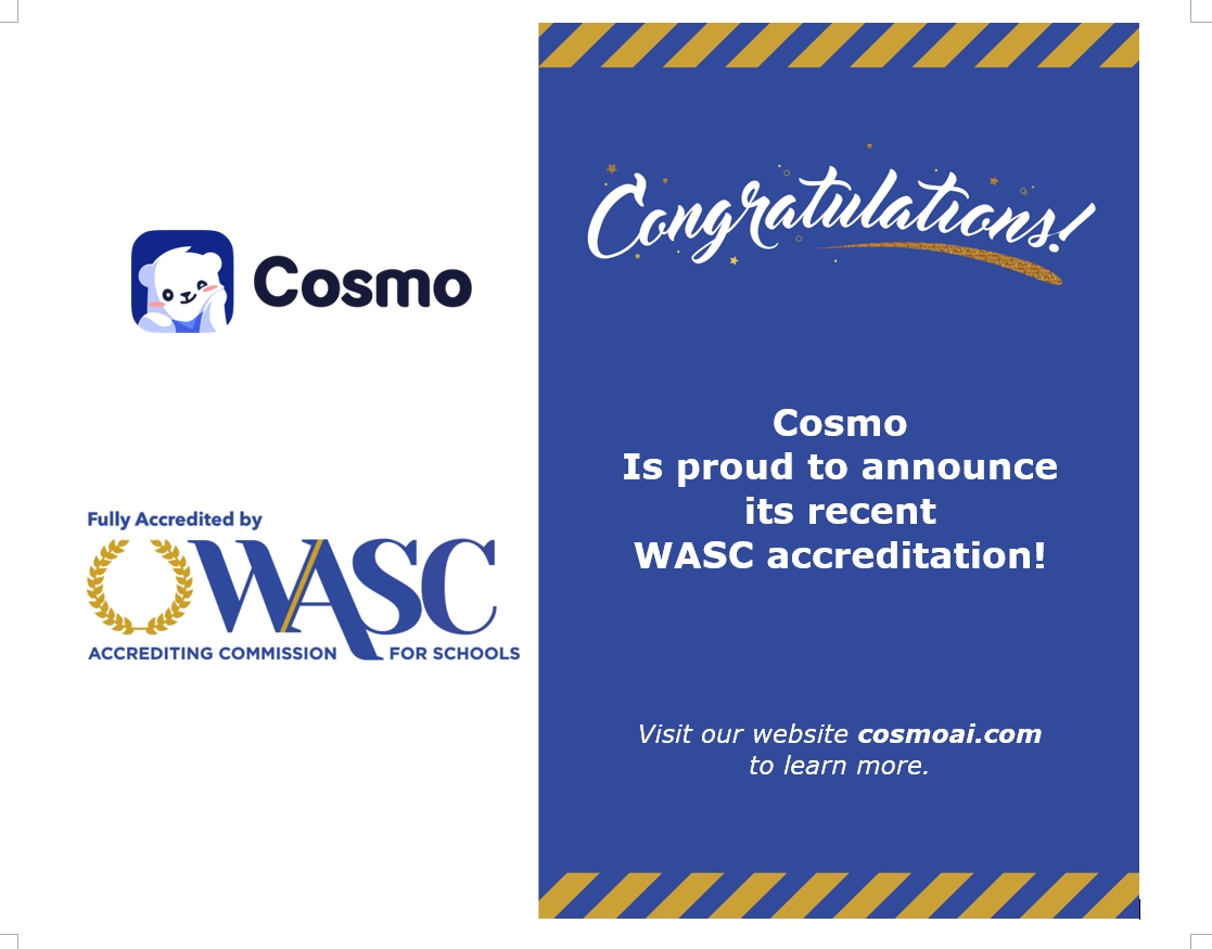 Cosmo通過WASC學校級全權認證，為 AI 教育機構全球首例