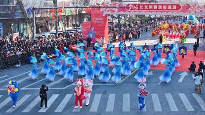 有片|駿馬開道千人巡遊 江蘇如東民俗演繹地道年味