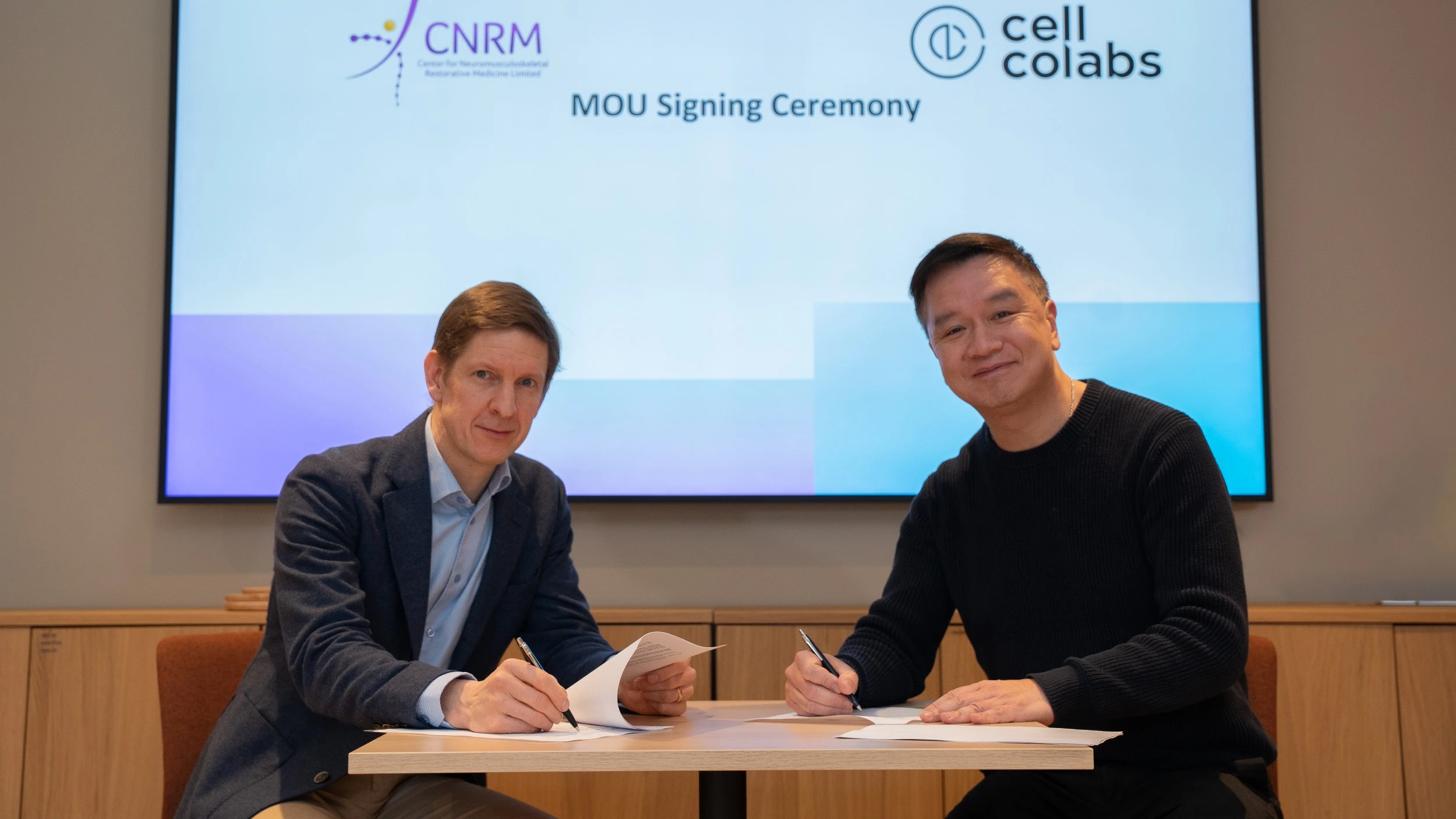 中大InnoHK神經肌肉骨骼再生醫學中心與瑞典企業Cellcolabs AB簽署合作備忘錄