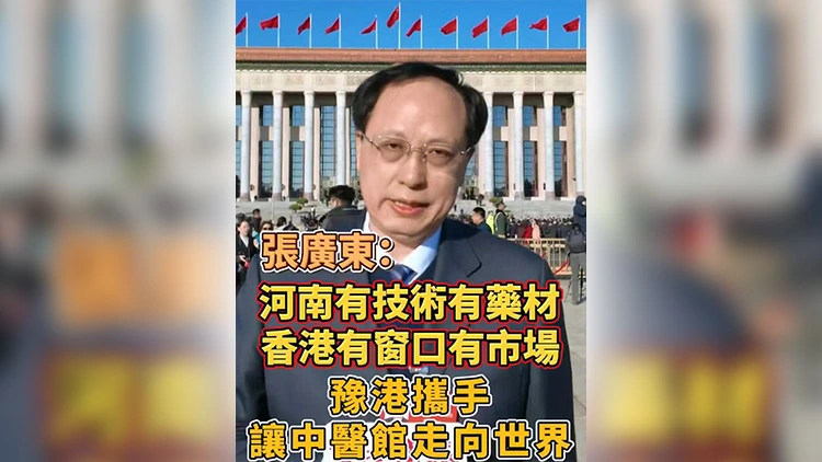 有片丨【全國兩會】張廣東：河南有技術有藥材 香港有窗口有市場 豫港攜手讓中醫館走向世界
