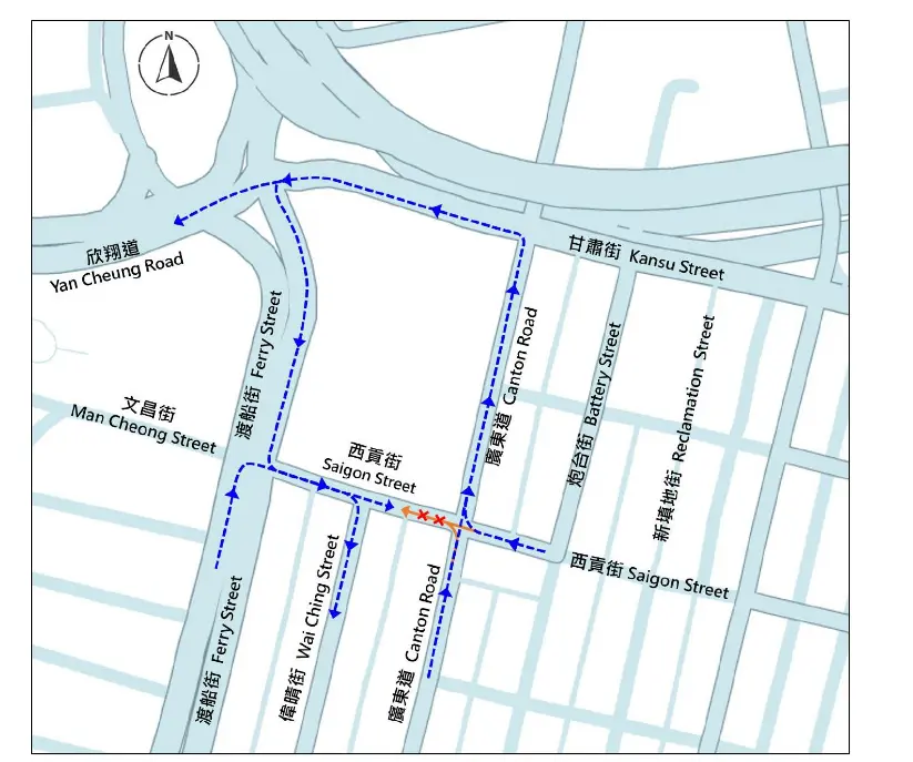 油麻地西貢街22日起恢復單向東行