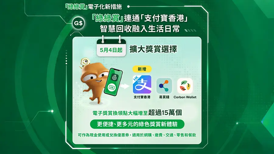 「綠綠賞」連通支付寶 積分可即時轉換為AlipayHK積分