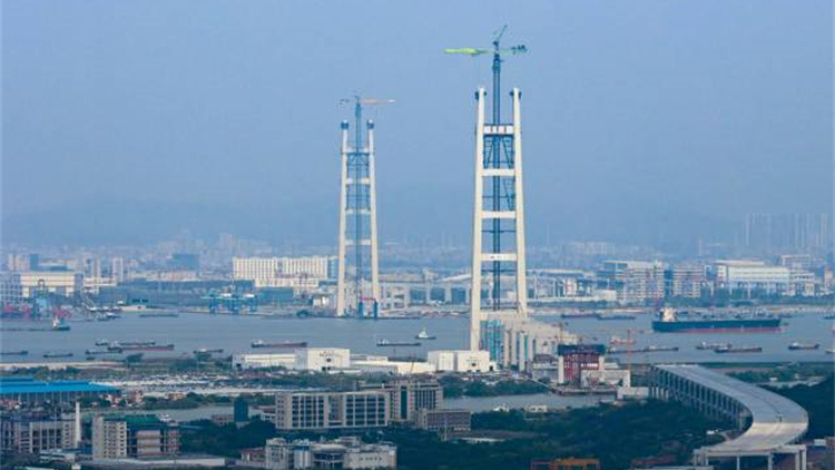 342米！世界最大跨徑雙層懸索橋獅子洋大橋主塔封頂