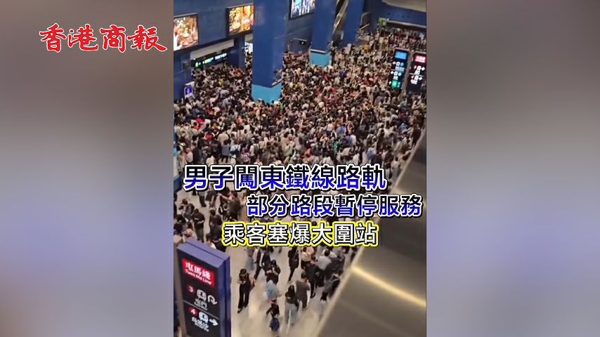 有片丨男子闖東鐵線路軌 部分路段暫停服務 乘客塞爆大圍站