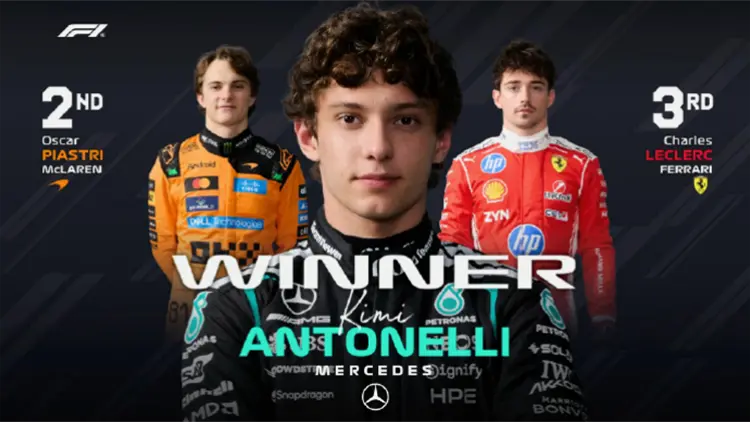 F1日本站：安東內利「背靠背」奪冠 皮亞斯特里第二