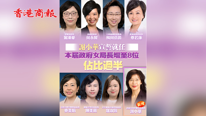 有片丨謝小華宣誓就任 本屆政府女局長增至8位 佔比過半