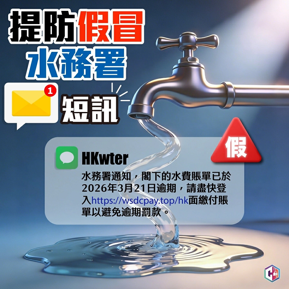 本月170宗假冒水費單詐騙 損失340萬元