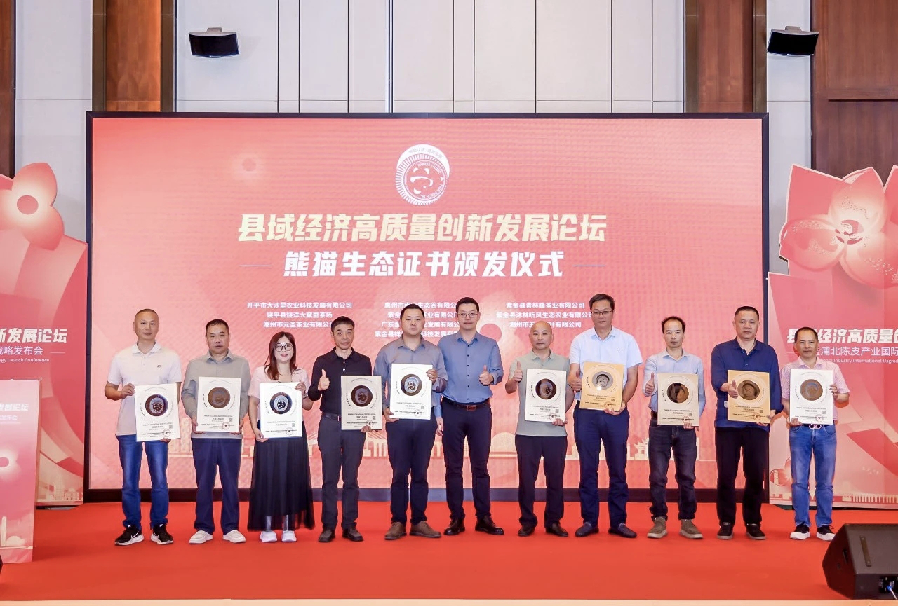  河源紫金蟬茶樹立「生態茶」新標杆！首批5家茶企獲澳門「熊貓生態認證」