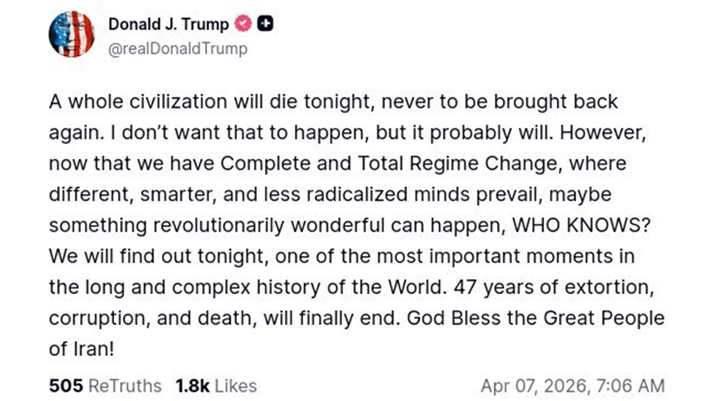 特朗普威脅「毀滅伊朗文明」震驚全球 部分共和黨人亦感不安