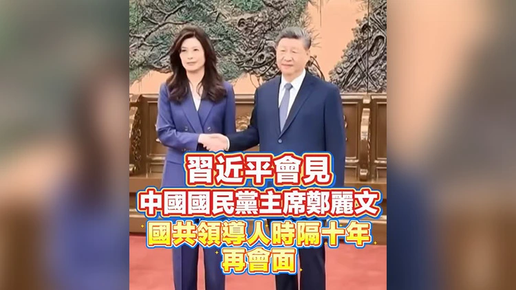 有片丨習近平會見中國國民黨主席鄭麗文 國共領導人時隔十年再會面