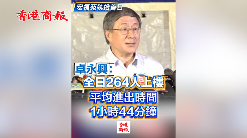 有片丨【宏福苑執拾首日】卓永興：全日264人上樓 平均進出時間1小時44分鐘