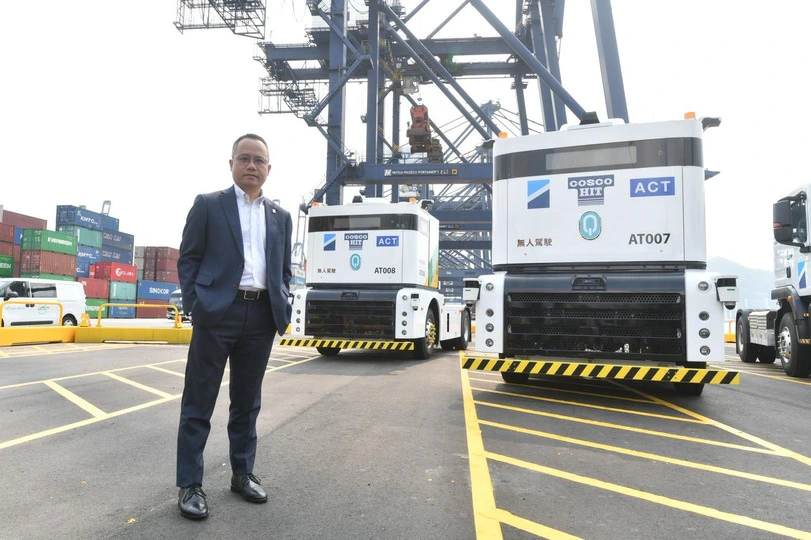 有片丨和記港口信託推全港首批無人駕駛貨櫃車 可24小時全天候不停運作