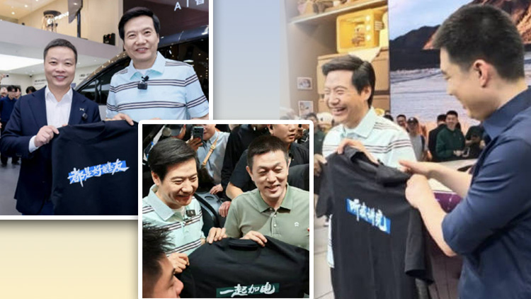 從「聽我講完」到「在一起」 雷軍首日不「逛車展」贈T恤