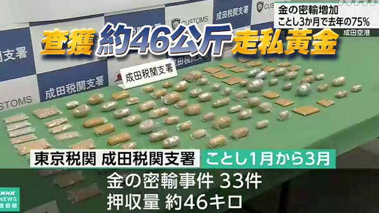 首3月日本成田機場發生33宗黃金走私案 犯案者均來自香港