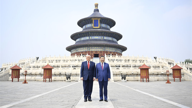 圖片新聞丨習近平同美國總統特朗普參觀天壇