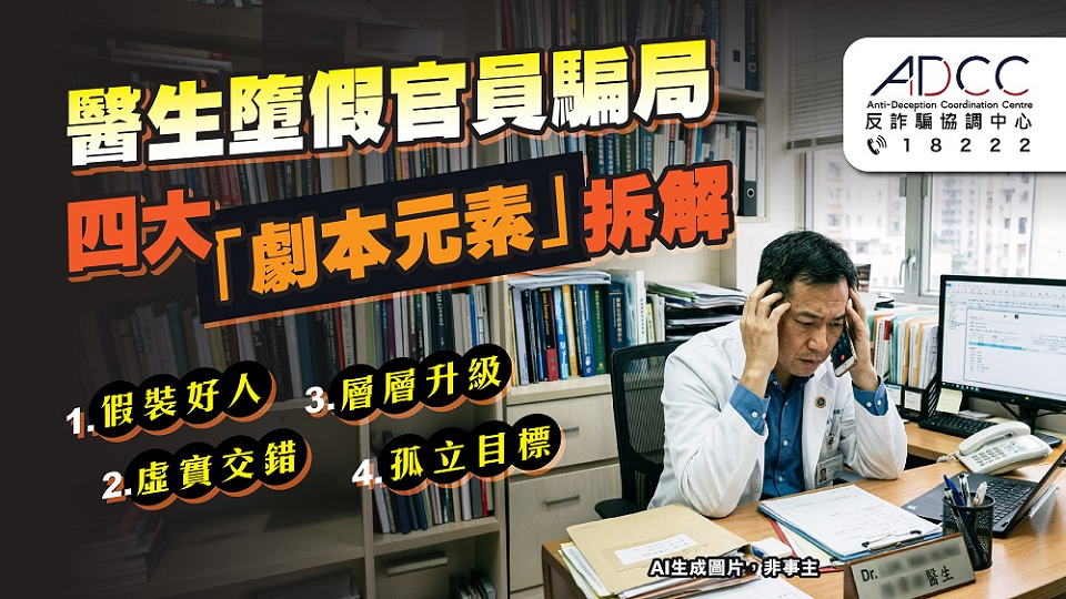 醫生墮假冒官員騙局 損失近150萬元