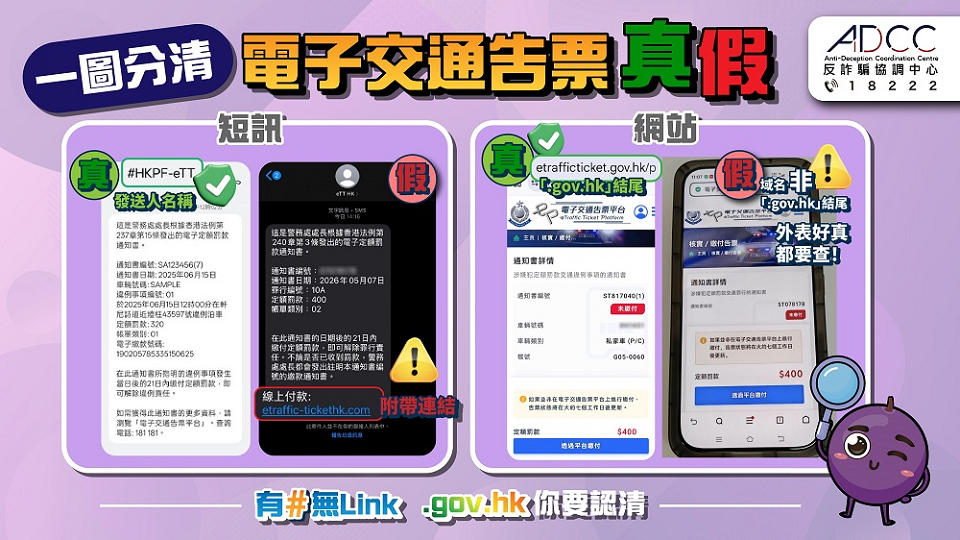 警方揭假冒電子交通告票短訊「升級」 提醒市民3招識別真偽