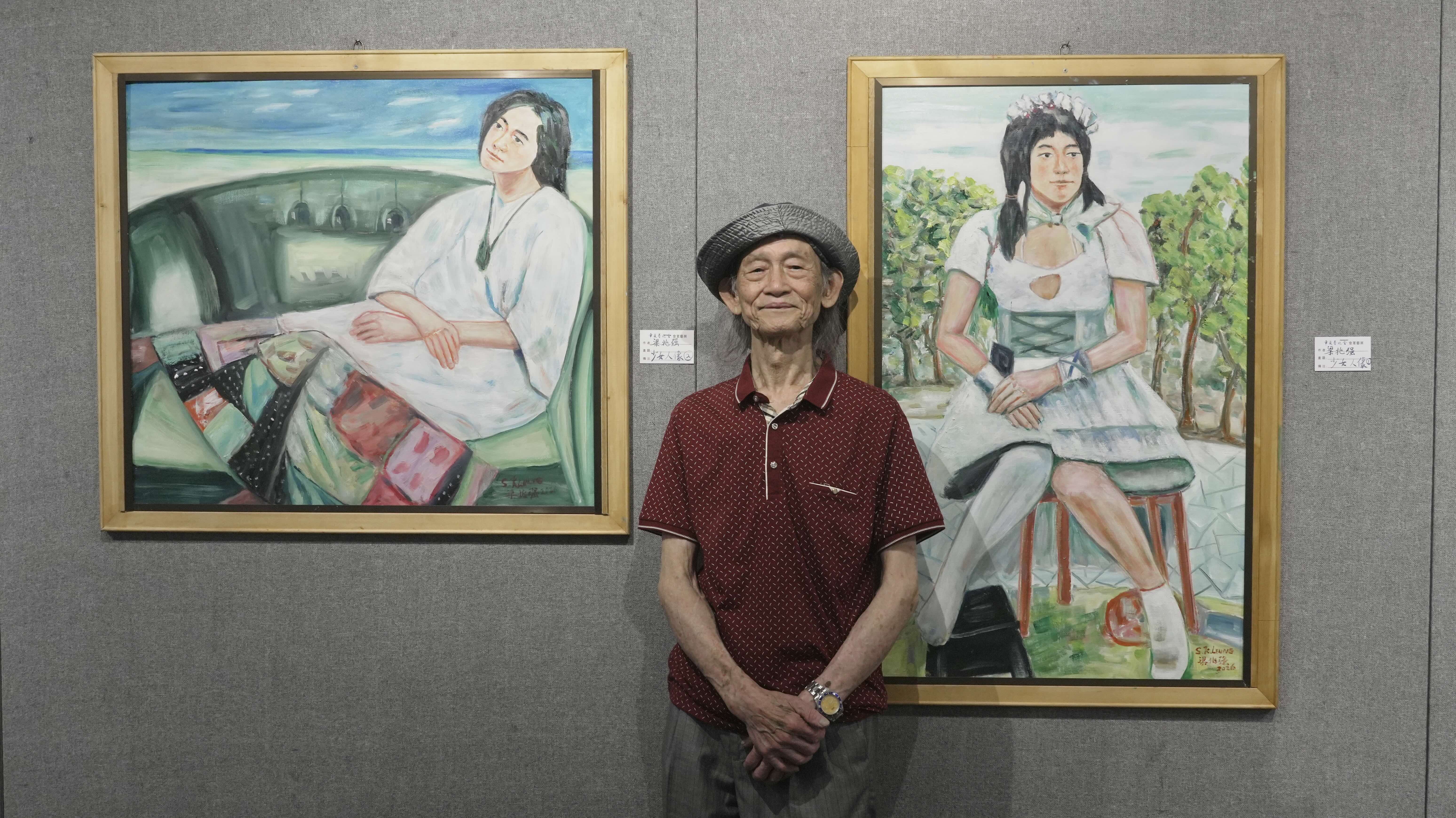華夏藝風堂會眾藝展舉行  記者採訪93歲參展畫家梁兆強