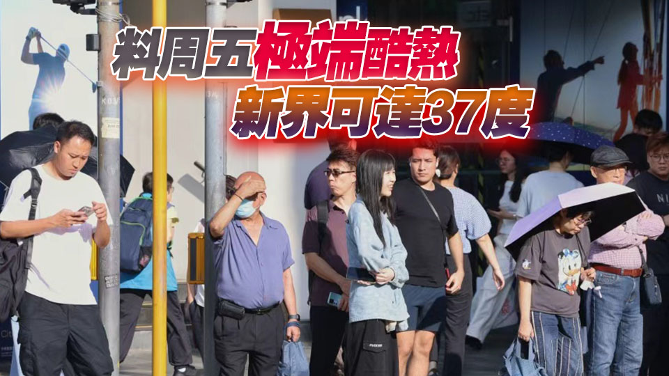 天文台：截至下午4時 錄得最高氣溫34.3度 今年以來最高紀錄