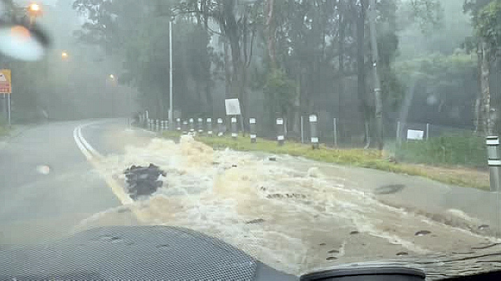 有片〡消防呼籲黑雨緊記安全守則 網民：浸到好似泳池