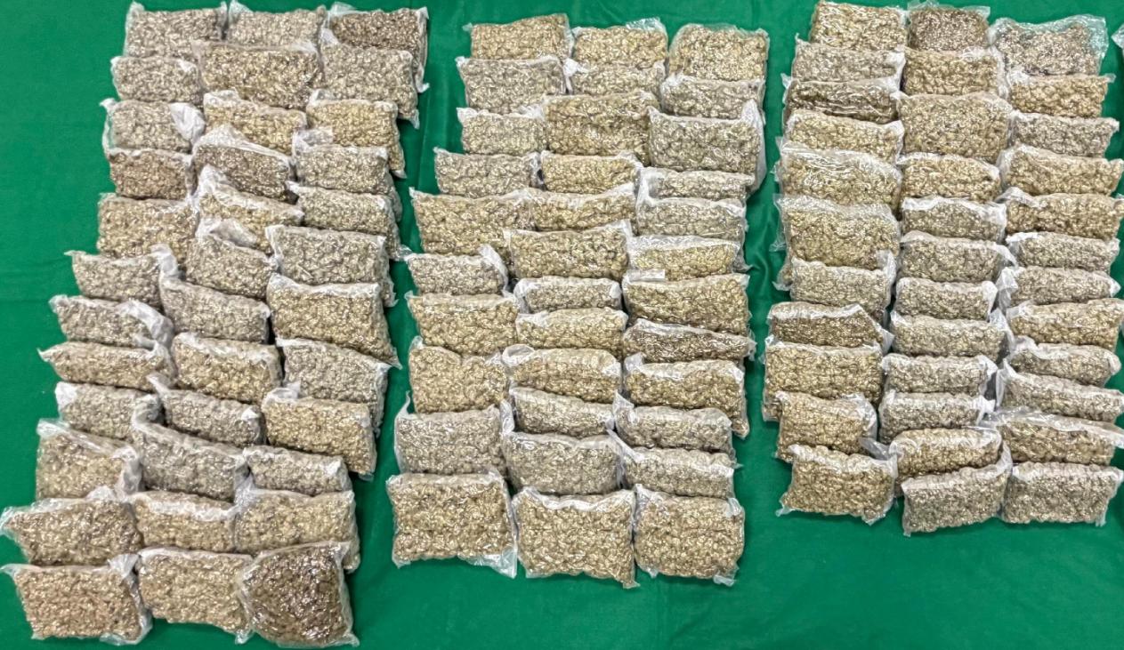 海關機場檢獲1450萬元大麻花拘1人