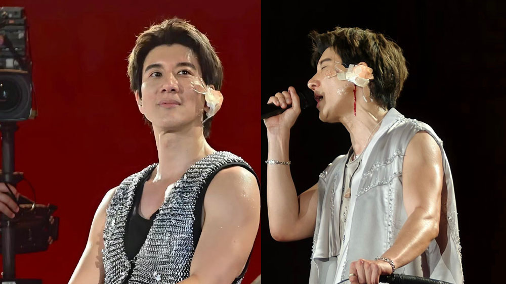 王力宏巡演被絆倒 臉部受傷流血不止 堅持完成演出