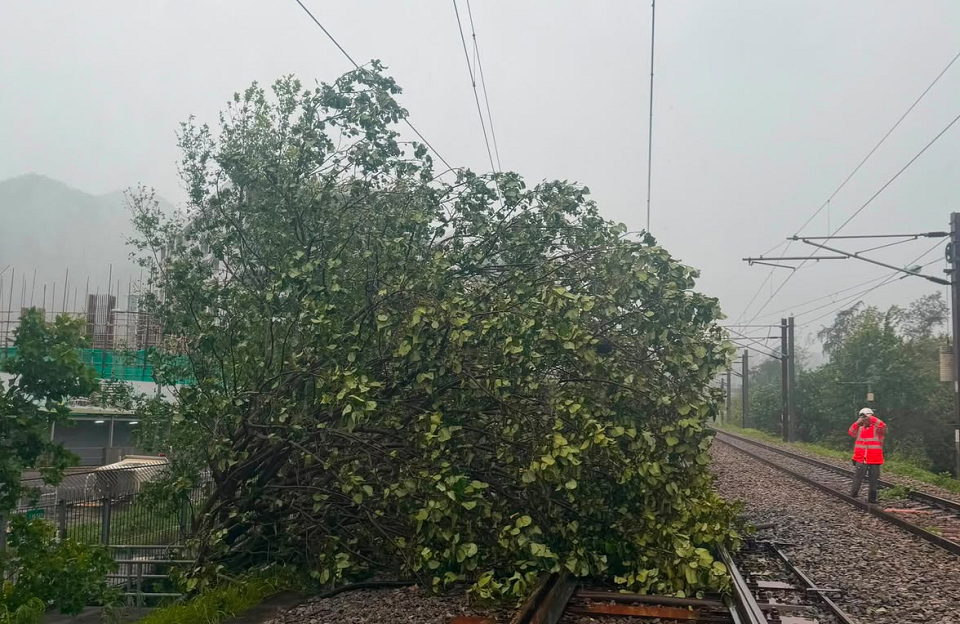 颱風紅霞〡港鐵動員逾百人檢查露天路段 東鐵線個別地方出現跳電