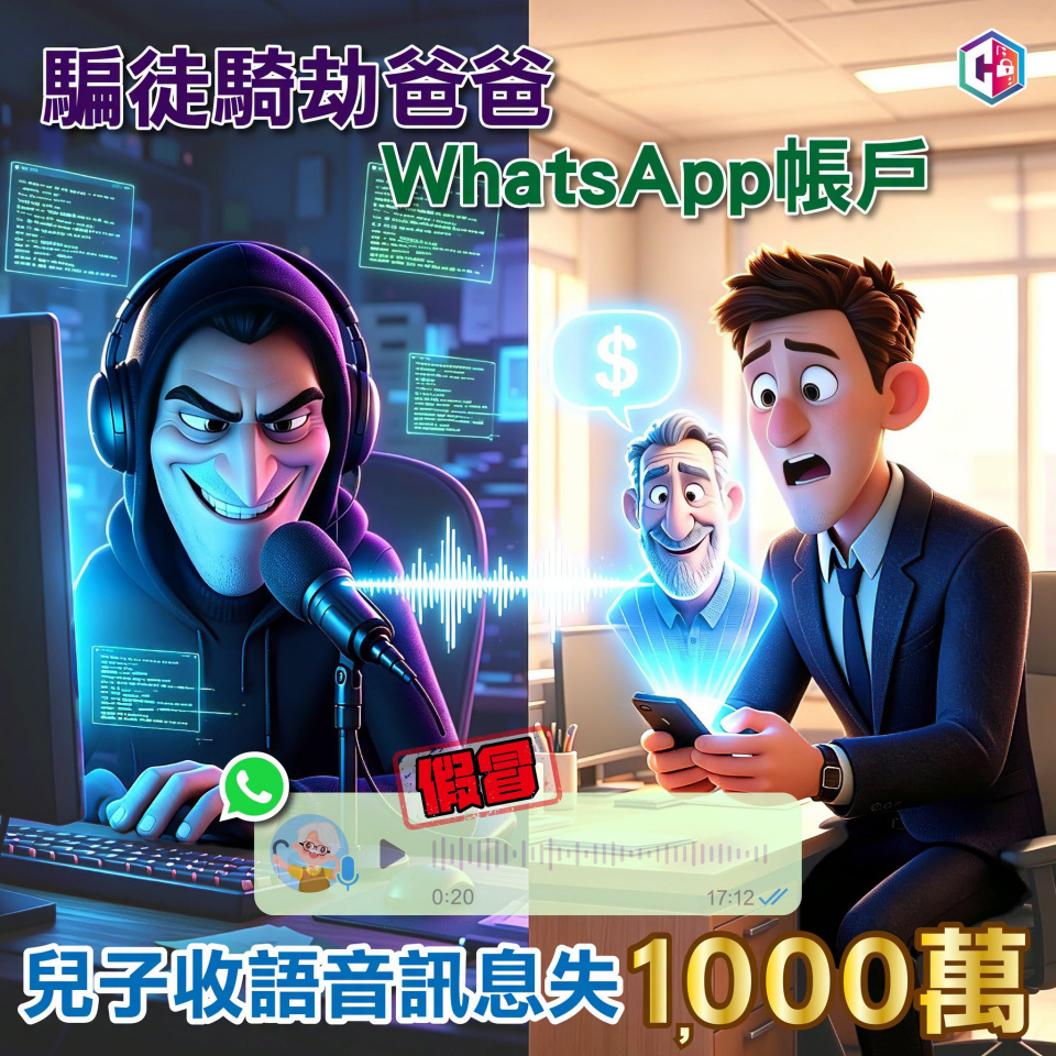 騎劫父親WhatsApp賬戶 兒子收語音訊息失1000萬元