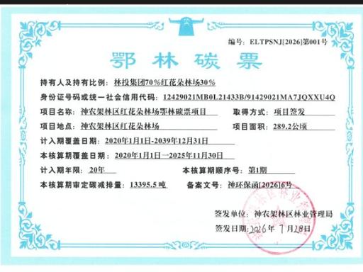 點綠成金!神農架正式發出首張鄂林碳票 森林固碳價值實現市場化變現