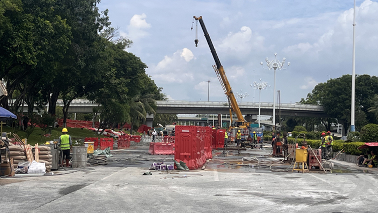 深圳濱海大道沉降路面基本填平