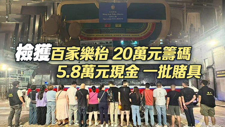 警方旺角砵蘭街搗破非法百家樂賭場 拘捕54人