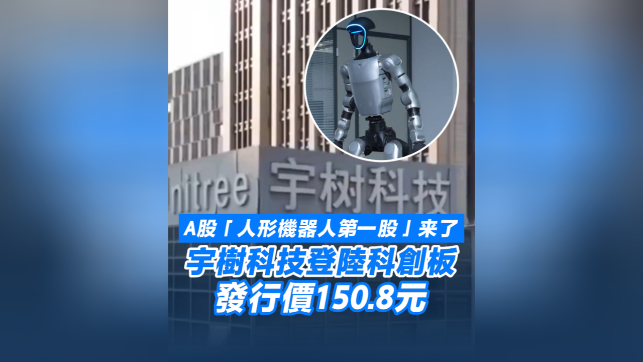 有片丨A股「人形機器人第一股」來了 宇樹科技登陸科創板 發行價150.8元