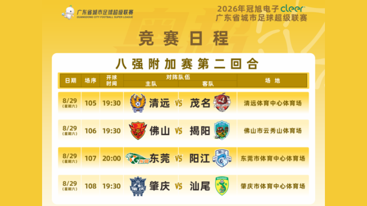 粵超八強附加賽第二回合門票今日14點開始預約