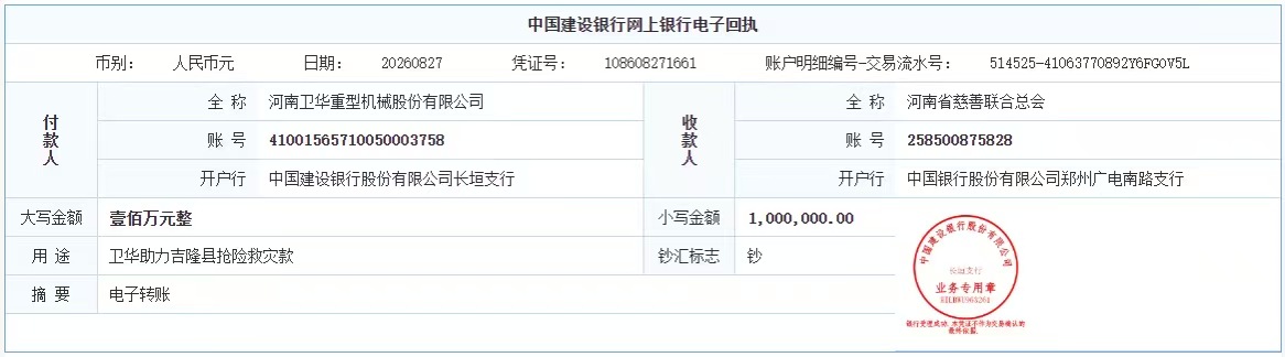 衛華集團捐贈100萬元馳援西藏日喀則市吉隆縣泥石流災區