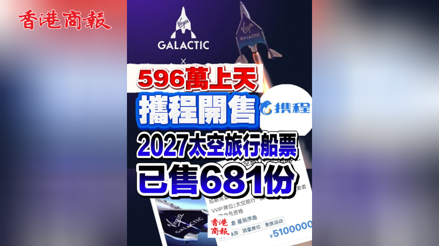 有片丨596萬上天 攜程開售2027太空旅行船票 已售681份