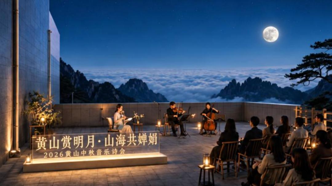 黃山賞明月  山海共嬋娟