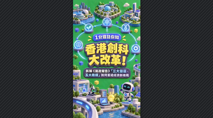 有片丨【一分鐘話你知】香港創科大改革！拆解《施政報告》「三大園區、五大機構」如何重組經濟新格局