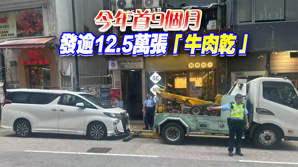 油尖警區打擊違泊單日發902張「牛肉乾」 今年首9個月罰款金額逾5020萬元