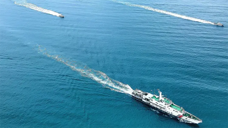 福建海警位台島周邊鄰近海域開展執法管控演練