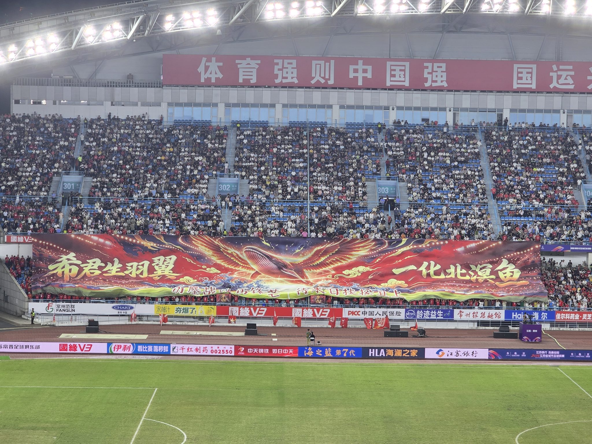 圖3:觀眾席的球迷拉起巨大橫額,「應援」支持的球隊及球員。.jpeg